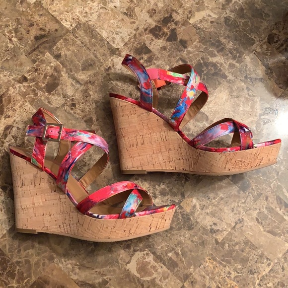 BP. Cute Cork Platform Wedge Sandals! Size 8 - Picture 5 of 6